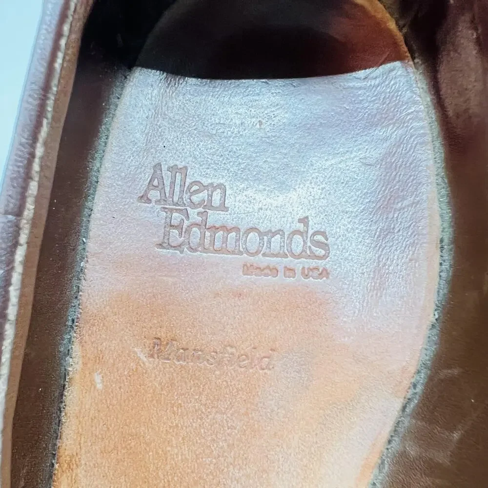 Allen Edmonds Shoes Mens 12 Brown Leather Mansfield Tassel Loafers Wingtip Dress